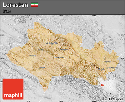 Satellite Map of Lorestan, lighten, desaturated