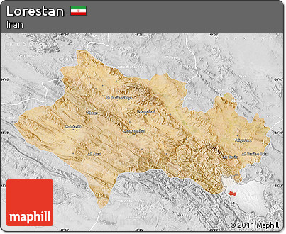 Satellite Map of Lorestan, lighten, desaturated