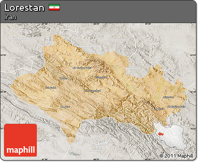 Satellite Map of Lorestan, lighten, semi-desaturated
