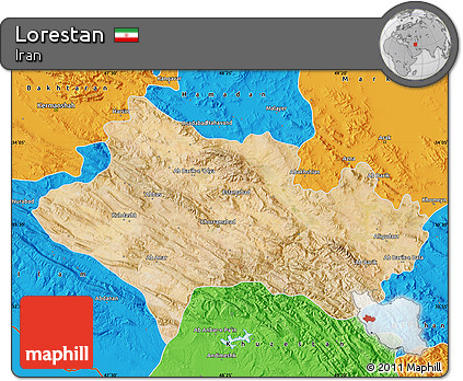 Satellite Map of Lorestan, political outside