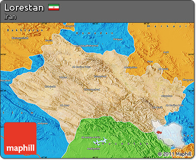 Satellite Map of Lorestan, political outside