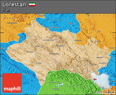 Satellite Map of Lorestan, political outside