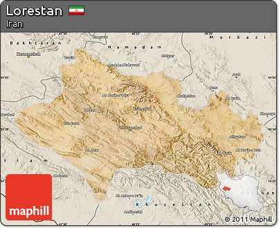 Satellite Map of Lorestan, shaded relief outside
