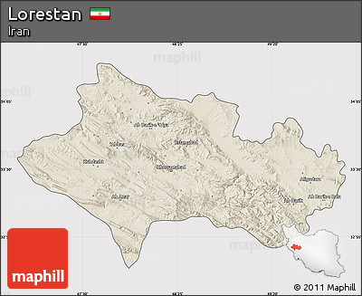 Shaded Relief Map of Lorestan, cropped outside