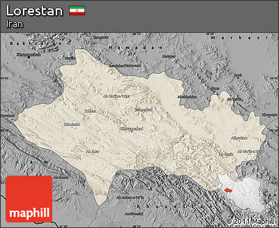 Shaded Relief Map of Lorestan, darken, desaturated