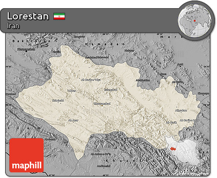Shaded Relief Map of Lorestan, darken, desaturated