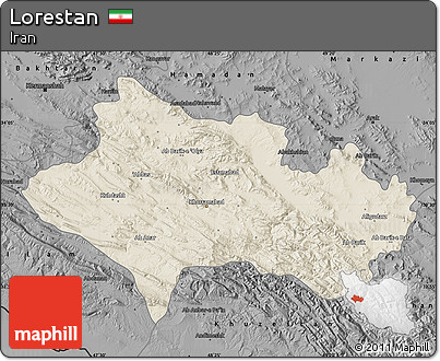 Shaded Relief Map of Lorestan, darken, desaturated