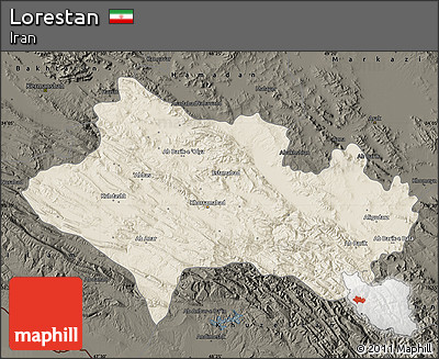 Shaded Relief Map of Lorestan, darken