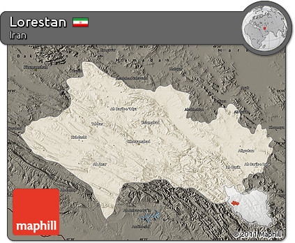 Shaded Relief Map of Lorestan, darken