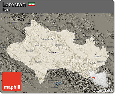 Shaded Relief Map of Lorestan, darken
