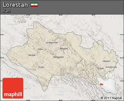Shaded Relief Map of Lorestan, lighten