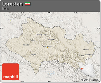 Shaded Relief Map of Lorestan, lighten