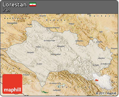 Shaded Relief Map of Lorestan, satellite outside