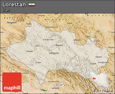 Shaded Relief Map of Lorestan, satellite outside