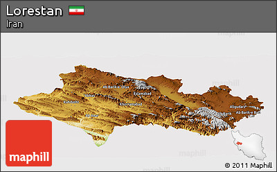 Physical Panoramic Map of Lorestan, cropped outside