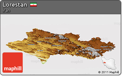 Physical Panoramic Map of Lorestan, cropped outside