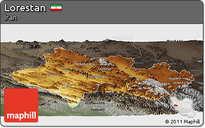 Physical Panoramic Map of Lorestan, darken, semi-desaturated