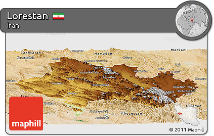 Physical Panoramic Map of Lorestan, satellite outside