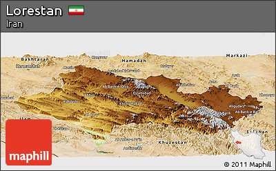 Physical Panoramic Map of Lorestan, satellite outside