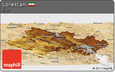 Physical Panoramic Map of Lorestan, satellite outside