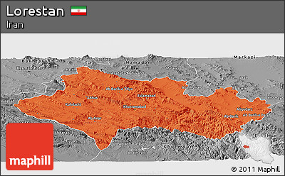 Political Panoramic Map of Lorestan, desaturated