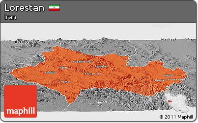 Political Panoramic Map of Lorestan, desaturated