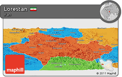 Political Panoramic Map of Lorestan