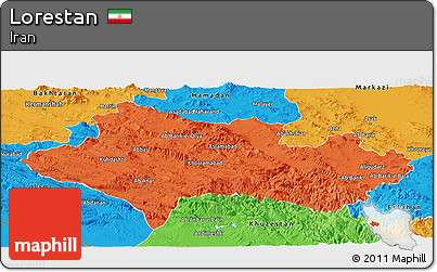 Political Panoramic Map of Lorestan