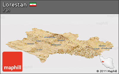Satellite Panoramic Map of Lorestan, cropped outside