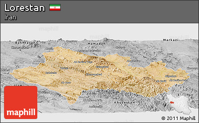 Satellite Panoramic Map of Lorestan, desaturated