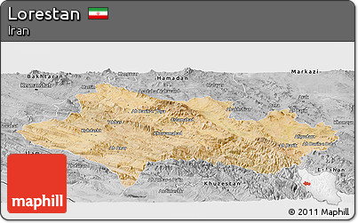 Satellite Panoramic Map of Lorestan, desaturated