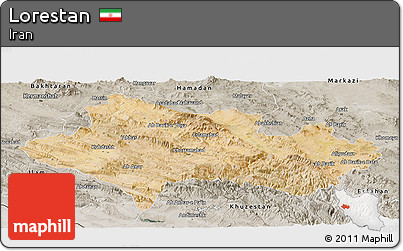 Satellite Panoramic Map of Lorestan, semi-desaturated