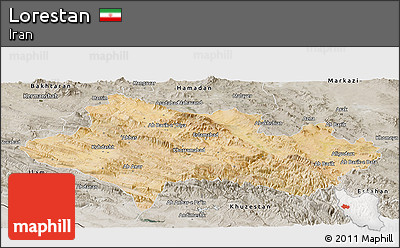 Satellite Panoramic Map of Lorestan, semi-desaturated