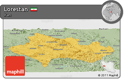 Savanna Style Panoramic Map of Lorestan