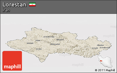 Shaded Relief Panoramic Map of Lorestan, cropped outside