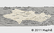 Shaded Relief Panoramic Map of Lorestan, darken, semi-desaturated