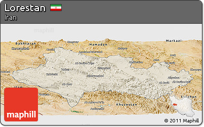 Shaded Relief Panoramic Map of Lorestan, satellite outside
