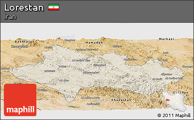 Shaded Relief Panoramic Map of Lorestan, satellite outside