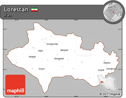 Gray Simple Map of Lorestan, cropped outside