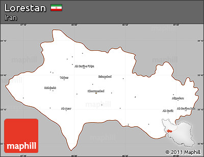 Gray Simple Map of Lorestan, cropped outside