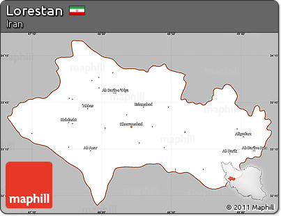 Gray Simple Map of Lorestan, cropped outside