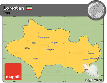 Savanna Style Simple Map of Lorestan, cropped outside