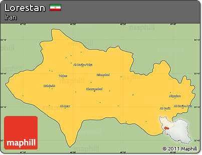 Savanna Style Simple Map of Lorestan, cropped outside