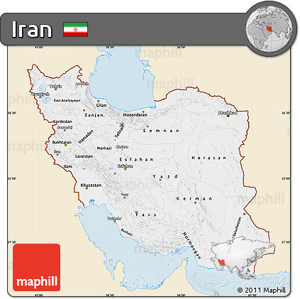 Classic Style Map of Iran, single color outside