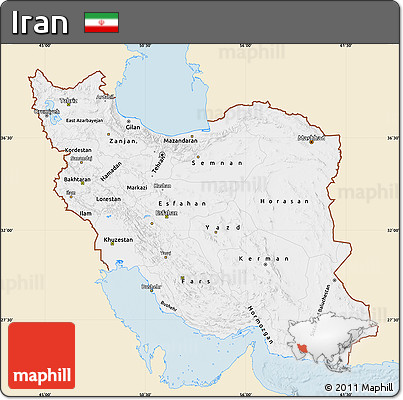 Classic Style Map of Iran, single color outside