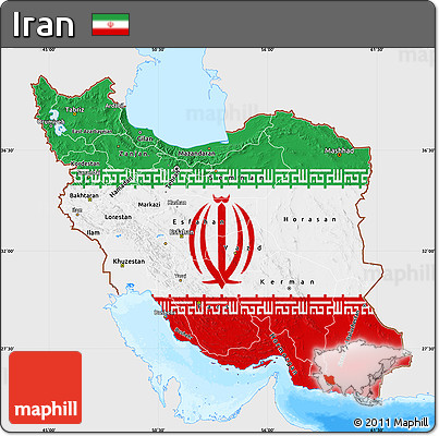 Flag Map of Iran, single color outside, bathymetry sea