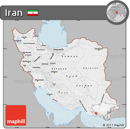 Gray Map of Iran, single color outside
