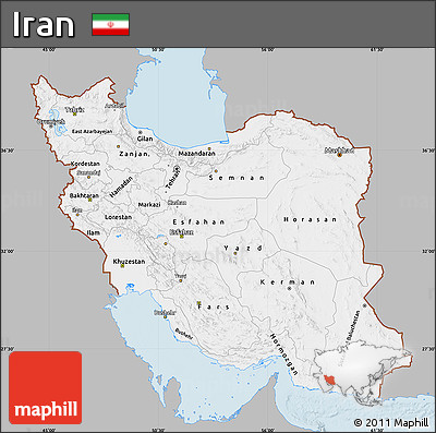 Gray Map of Iran, single color outside