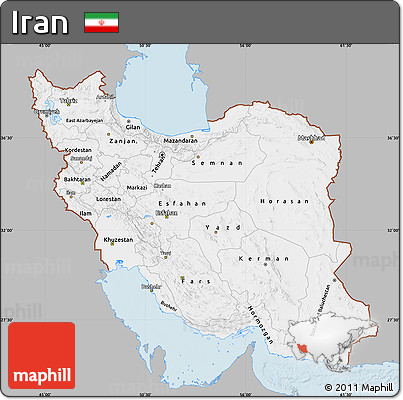 Gray Map of Iran, single color outside