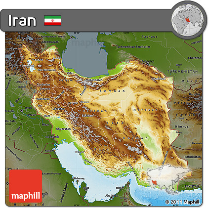 Physical Map of Iran, darken, land only